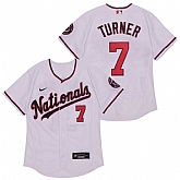 Nationals 7 Trea Turner White Nike 2020 Flexbase Jersey,baseball caps,new era cap wholesale,wholesale hats